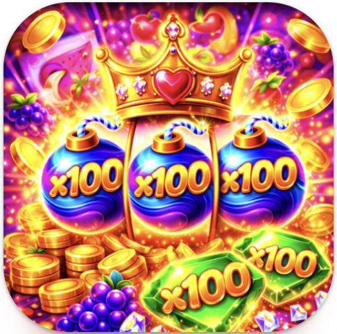 Candy Beach Bonanza game icon showing slot reels with 100 numbers, crown, and gold coins